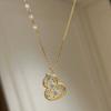 French-style New Chinese Palace Enamel Gourd Necklace with Hollow Design, Gradient Blue Glaze, Fortune Pearl, High-end Sweater Chain