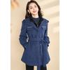 Women's Designer Faux Two-Piece Hooded Woolen Coat