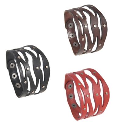Punk Rock Leather Wristband With Metal Rivets Sturdy Unisex Jewelry Accessory for Casual Wear