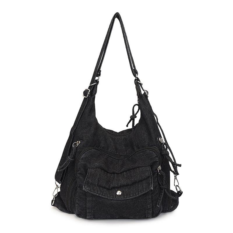 Minimalistische Denim-Tasche mit großer Kapazität und mehreren Taschen für den täglichen Gebrauch