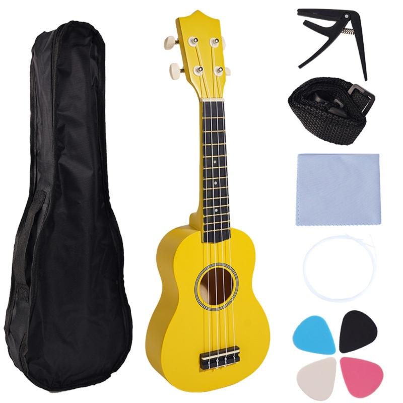 21palcová ukulele pro domácí cvičení, přenosná ukulele, učící kytara, dřevěná textura, pro hudební studenty a cestovní nadšence