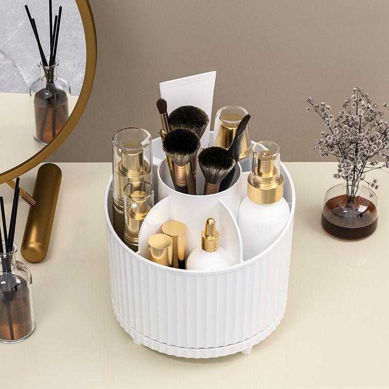 Weiß Rosa 360° drehbarer Make-up-Organizer Tragbare Desktop-Kosmetik-Aufbewahrungsbox Badezimmer Multifunktionaler Lippenstift-Pinselhalter