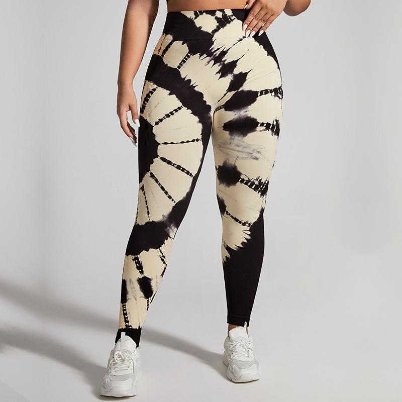 

Seamless Tie Dye High Waisted And Cinched Fitness Pants, Quick Drying Yoga Pants, Peach Buttocks Slim Fit Sports Leggings For Women XXXL