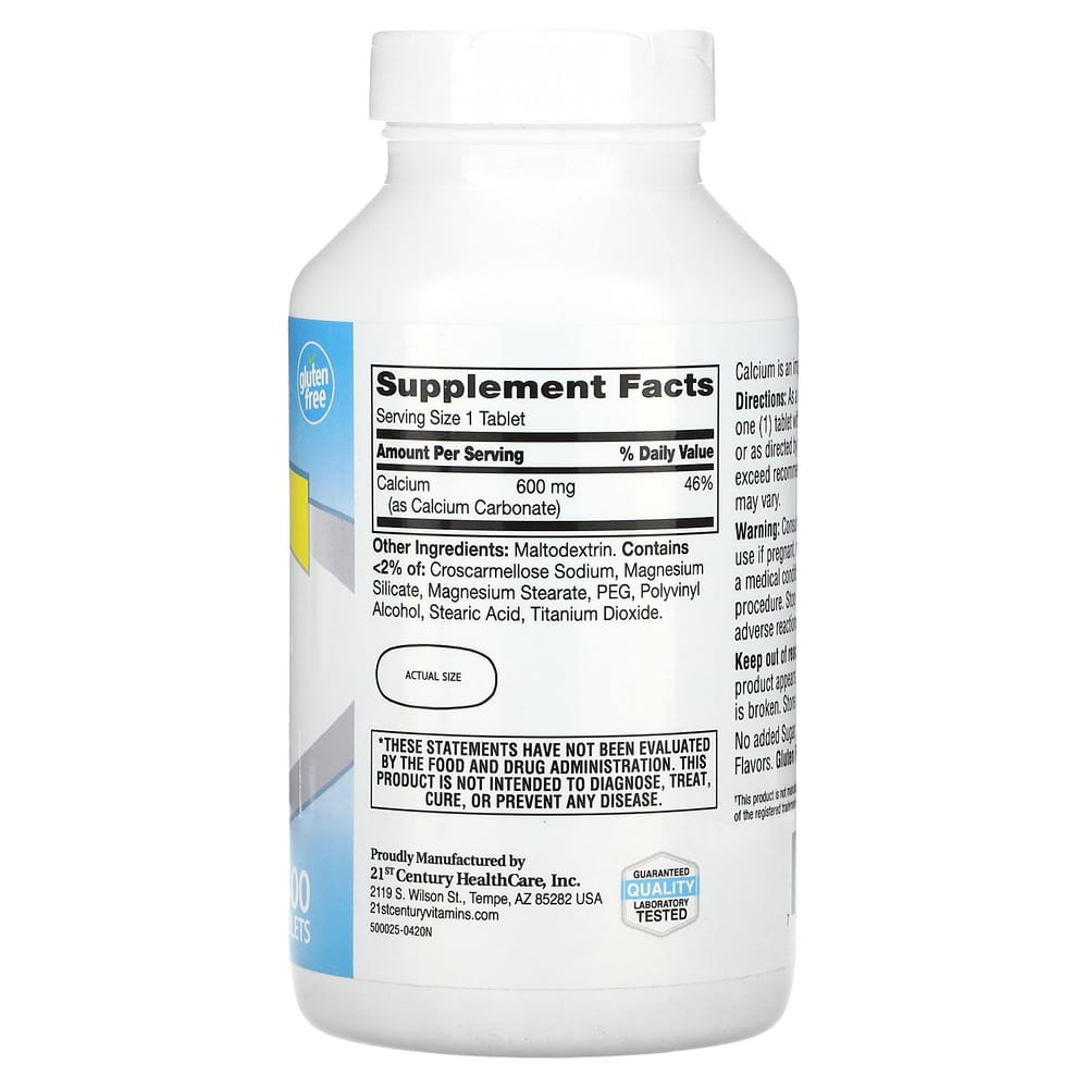 21st Century Sentry Calcium 600 Supplement, 400 Tablets
