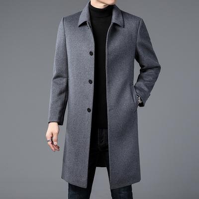 Trench Coat Casual da Uomo Autunno e Inverno, Lunghezza Media e Lunga, Cappotto di Lana per Mezza Età
