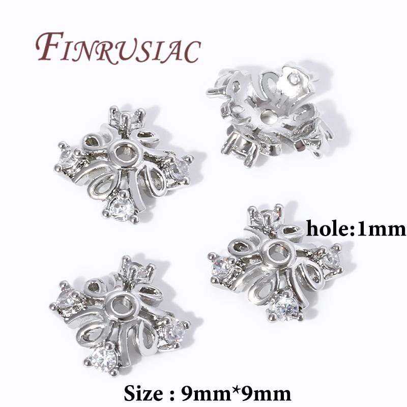 

18K Gold Plated Brass with Zircon Bead Caps For Jewelry Making,Separators For Bracelets Accessories DIY Beading Findings 5 pieces