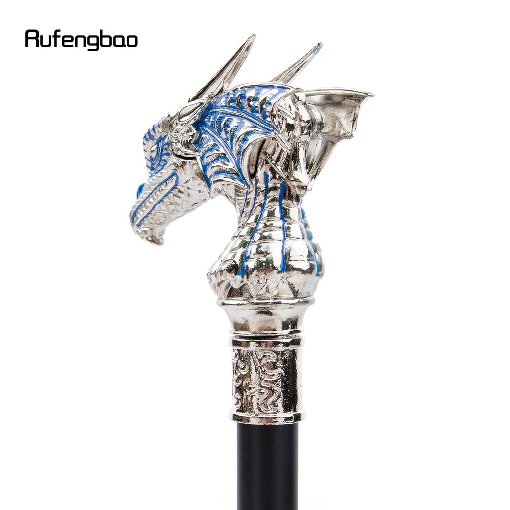 Golden Blue Luxury Dragon Head Walking Cane Fashion Decorative Walking Stick Gentleman Elegant Cosplay Cane Knob Crosier 94cm