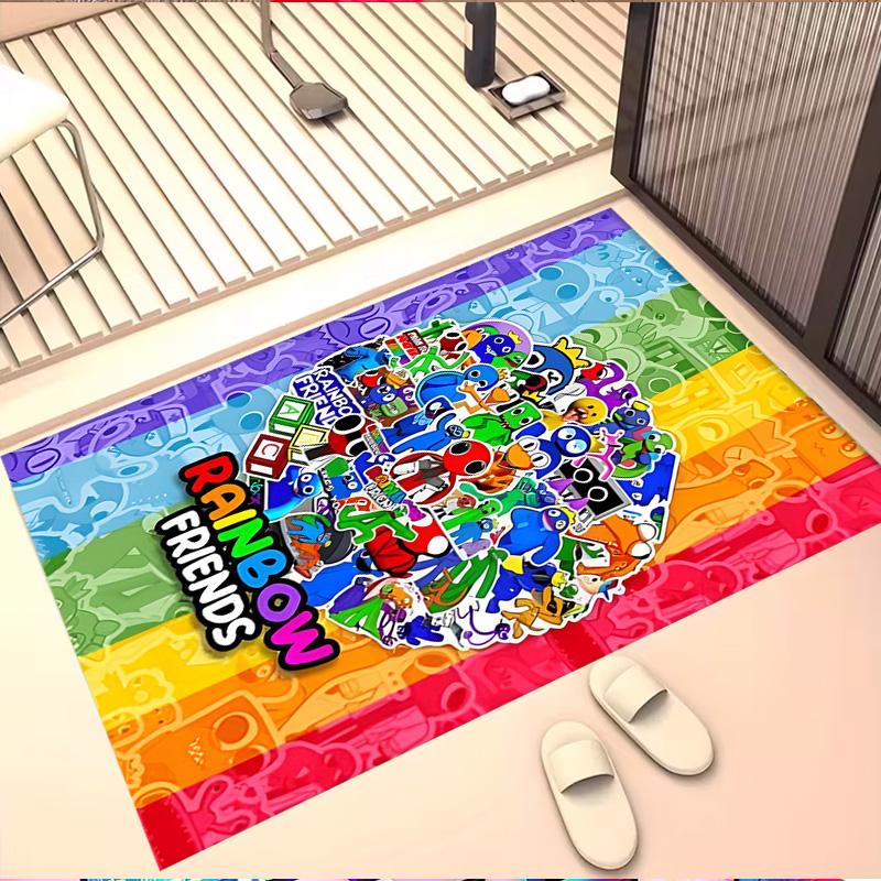 Game Rainbow Friends Print Rug, Washable Floor Carpet, For Entryway Dorm Laundry Room Office Study, Home Decor Birthday Christmas Gift