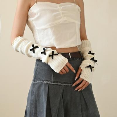 Knitted Long Wrist Gloves Y2k Long Warm Arm Sleeve New Fingerless Gloves  JK Accessories