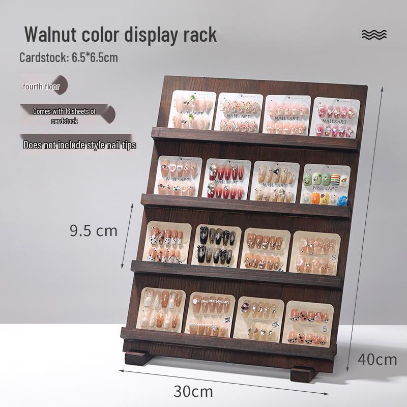 Solid Wood Nail Display Stand for Manicure Shops and Livestream Rooms