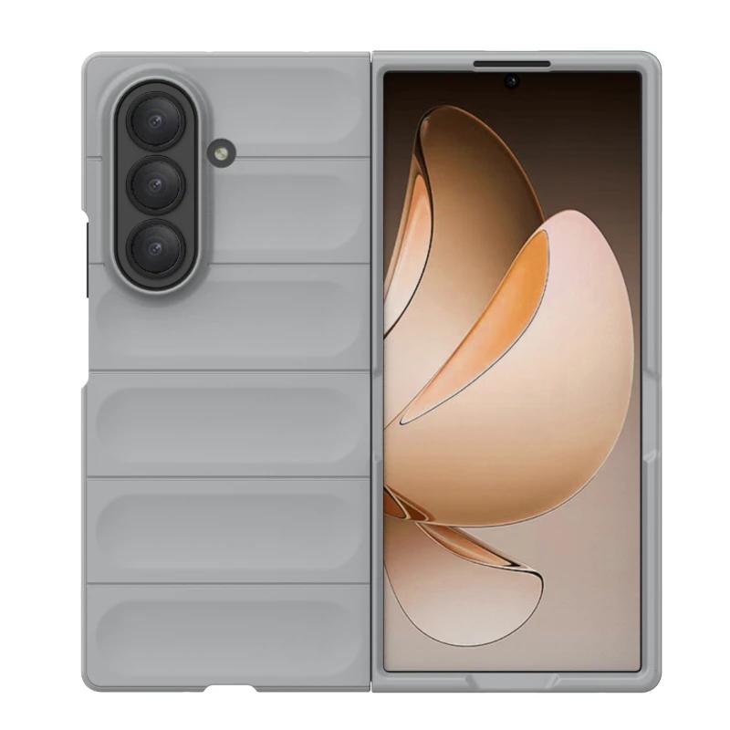 Simple Bunsiness Phone Case For Samsung Galaxy Z Fold 7 6 5 4 3 Soft Liquid Silicone Naked Device Feel Anti-Drop Protector Cover