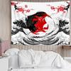 NYMB Japanese Anime Tapestry, Black and White Yin Yang Koi Fish Tapestry for Bedroom Aesthetic, Asian Wave Cherry Blossom Tapestries Poster Beach