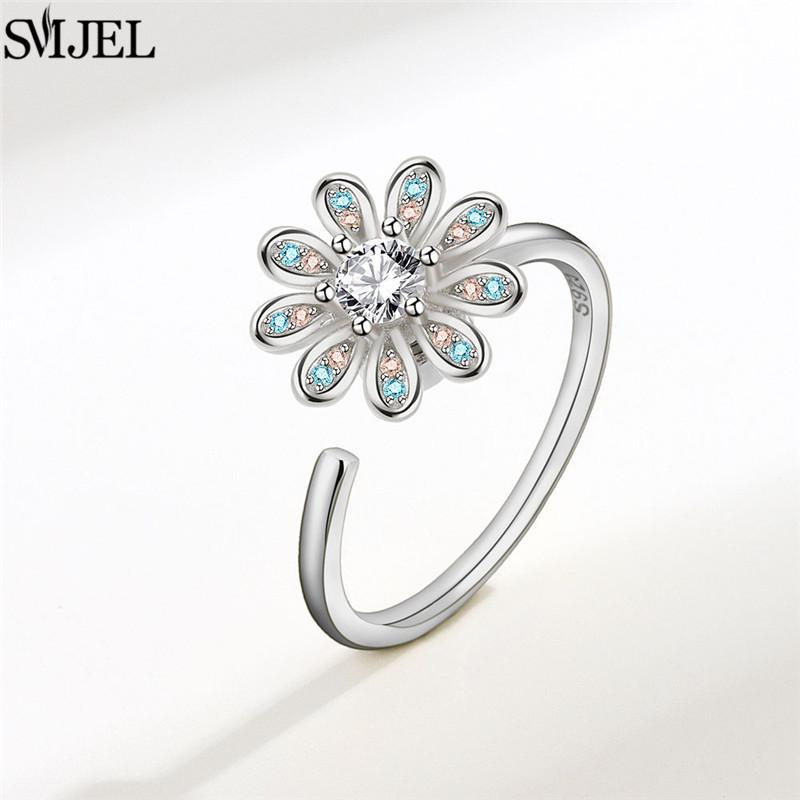 Etnisk Mote Tusenfryd Blomst Angstring Justerbar Dame Jenter Bekymring Stresslindring Smykker Spinnende Fidget-ringer Festgaver