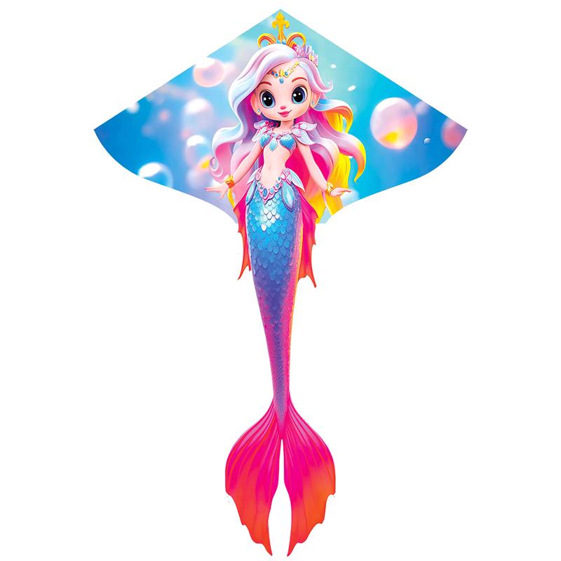Weifang Mermaid Kite for Kids & Adults – Easy-Fly Cartoon Design with Line Reel