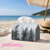 1pc, 2D Flat Printing, Tissue Box Misty Forest Tree Patterns Printed Party Tissue Box, Multifunctional Kitchen And Dining Table, Coffee Table And Dini