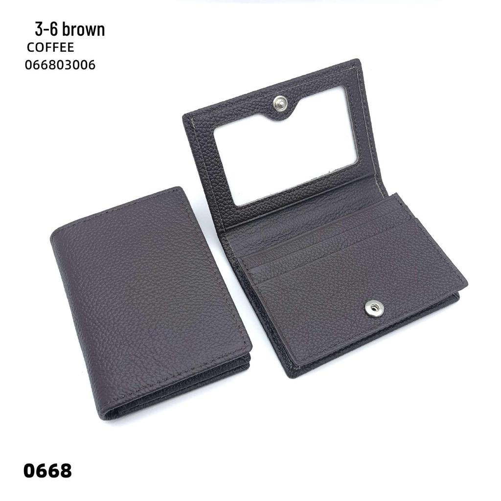 Premium Leather Card Holder: Unisex Cowhide Business Case with Mirror Window, Snap Closure & Coin Purse.