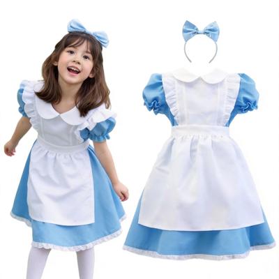 Formemory Alice Cosplay Costume, Kids' Maid Outfit with Apron and Headband, Perfect for Halloween, Events, Cultural Festivals, School Festivals,
