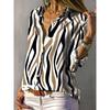 New Trend Four Seasons Fresh Zebra Print Line Print Shirt Cardigan Lapel