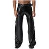 Pantaloni da Cowboy Occidentali da Uomo in Ecopelle con Frange, Lati Tagliati, Zip, Frange