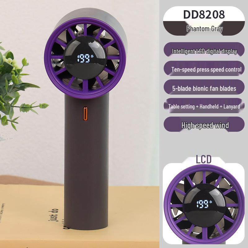 High-Speed Portable Mini Turbo Fan with USB Charging & Digital Display Color Box Packaging + USB Charging Cable