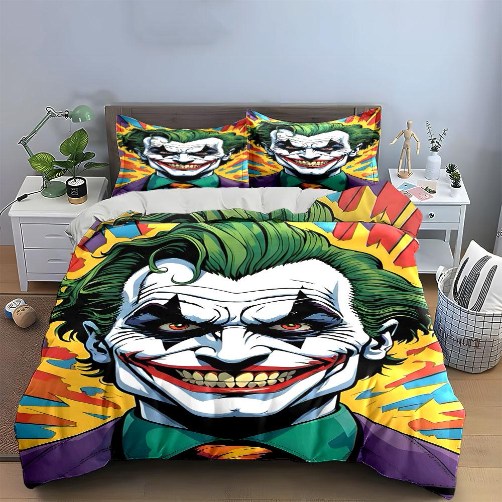 Smiling clown face pattern. Bedding sets Duvet cover sets Duvet covers Pillowcases(1*Duvet Cover 2*Pillowcases without duvet insert)