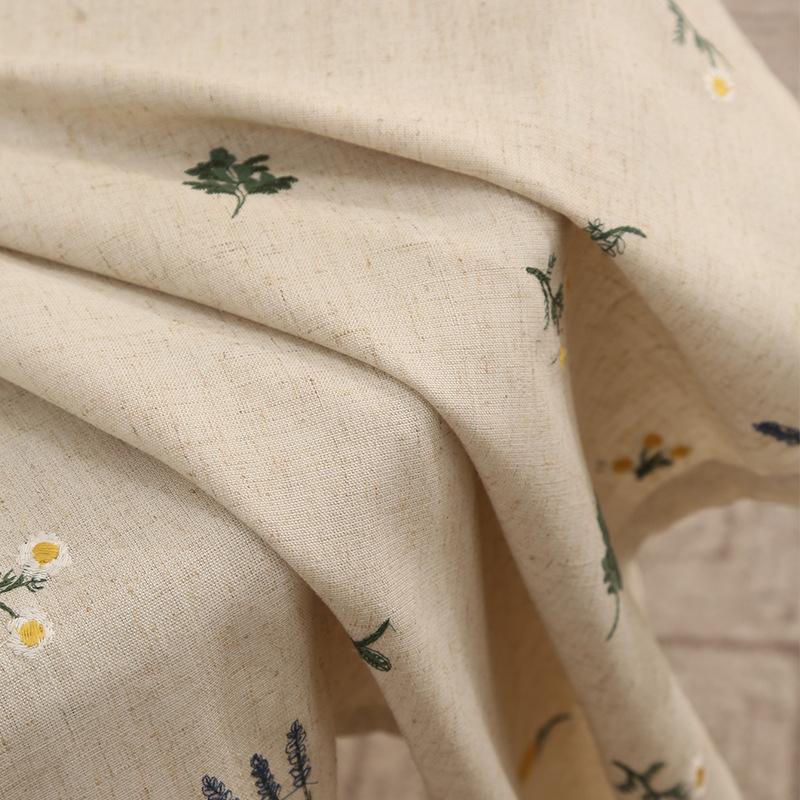 Linen Tablecloth with Embroidered Ear of Wheat for Kitchen Living Room Dining Table Festive Gathering Table Decor