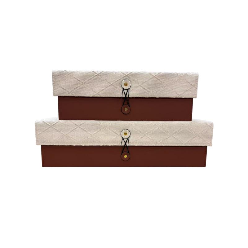 Contemporary Wood Leather Storage Box for Home and Hotel 250x160x100 белыйкоричневый 3650₽