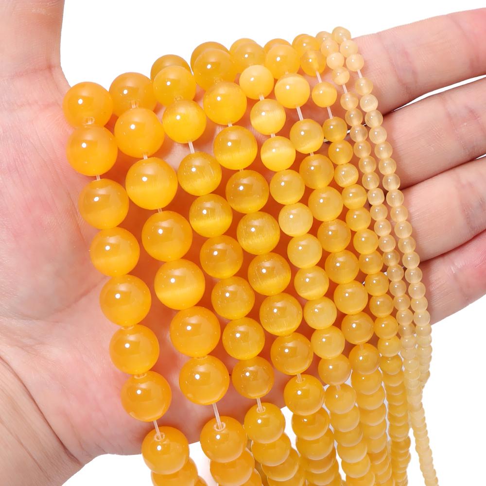 4/6/8/10/12mm Multicolor Natural Cat Eye Stone Beads For Jewelry Making Loose Spacer Round Beads DIY Charms Bracelet Necklace