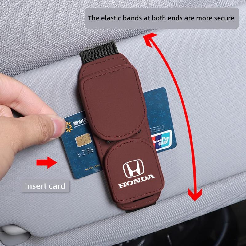 Car Glasses Clip Multifunction Leather Card Ticket Holder For Honda Civic Fit Jazz Accord Pilot CRV Odyssey Passport City Vezel SM1