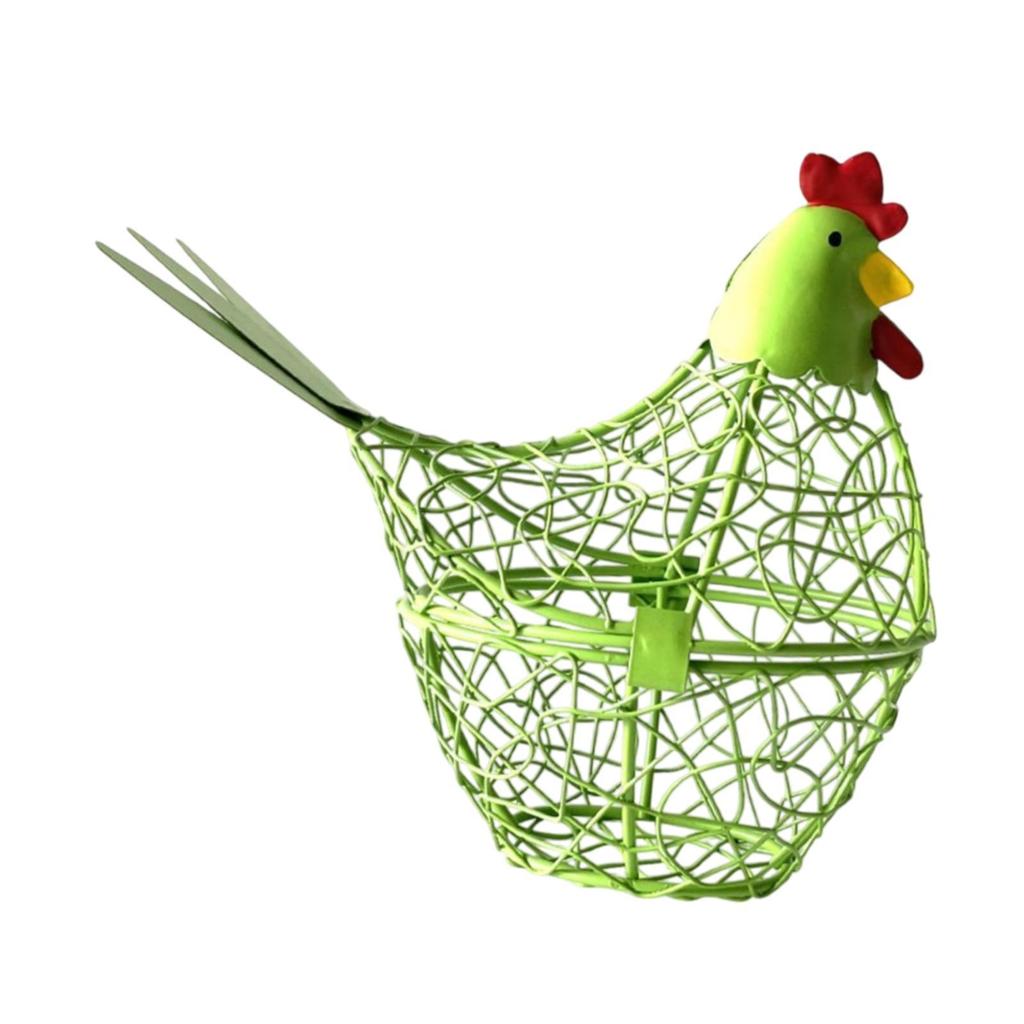 Chicken Wire Egg Basket Fruits Vegetables Rack Small Living Room Decor Decorative Egg Holder Chicken Shape Design Ornament