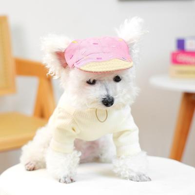 Adjustable Dog Fisherman Hat Ice Cream Pattern Breathable Cat Sunscreen Hat Sun Protection Ear Exposed Dog Baseball Cap Park