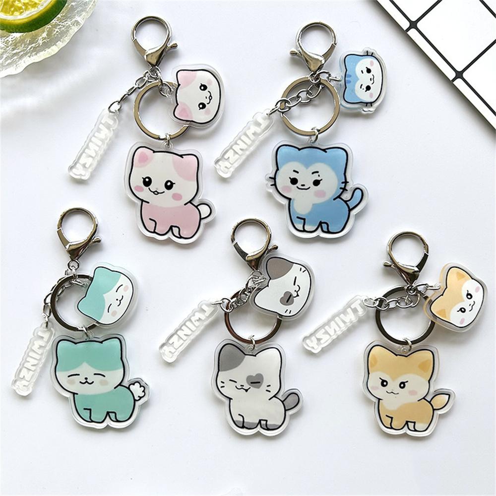 3PCS KPOP ITZY Acrylic Double-sided Keychain Twinzy Cartoon Keyring Yeji Lia Ryujin BORN TO BE World Concert Fans Collection