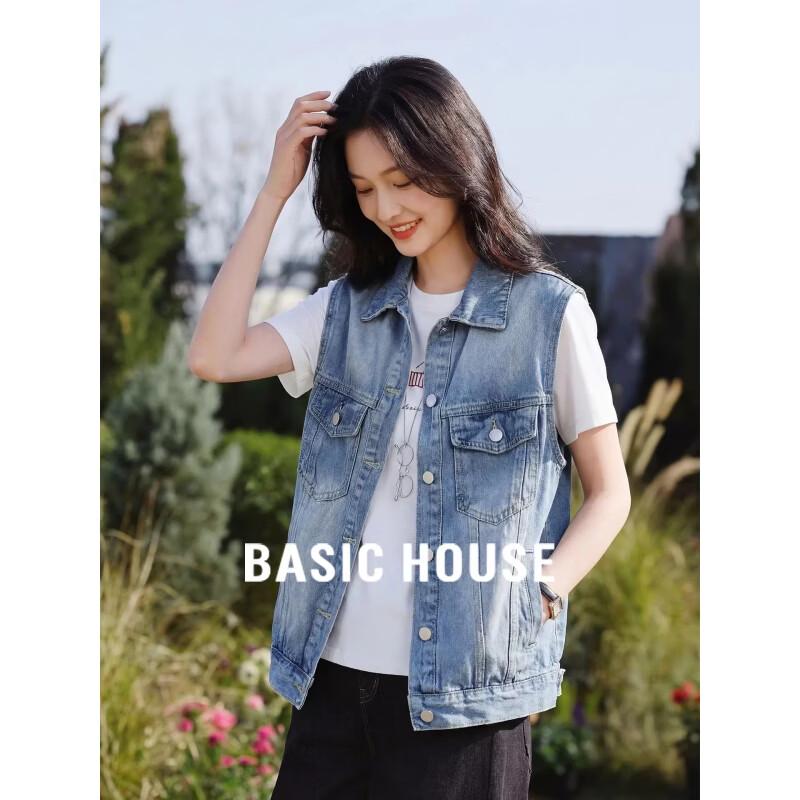 Basic House Women s Retro Denim Vest Jacket L