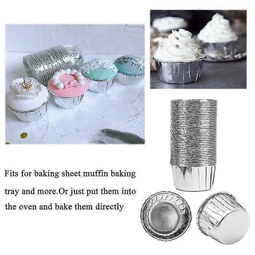 50 Pieces Aluminum Foil Baking Molds, Cupcake Boxes, Mini Cupcake Mold