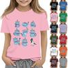 Boys Girls Round Neck Casual Printed Short-sleeved T-shirt Top