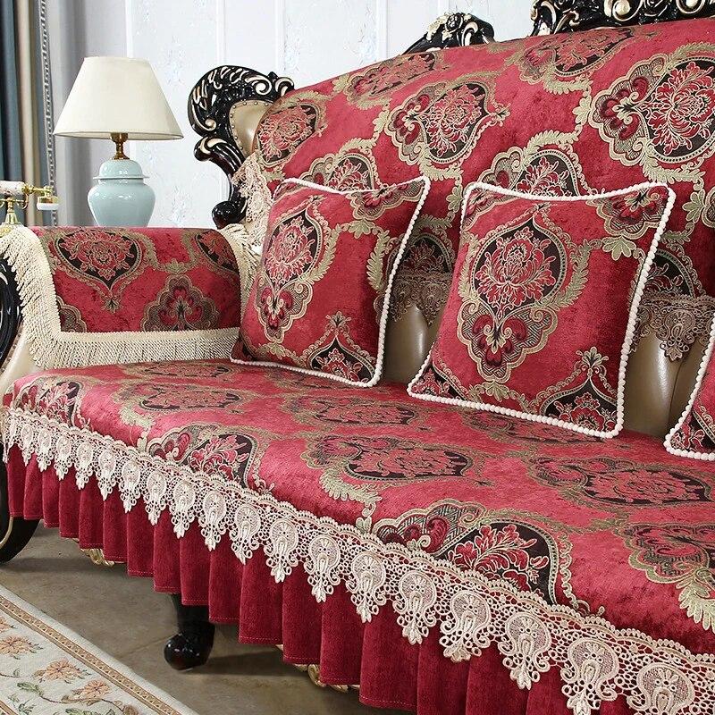 

Чехлы для диванов из жаккардовой ткани, роскошные европейские нескользящие диванные подушки для гостиной, всесезонные чехлы для сидений 1/2/3, украшения дома 1pc armrest 50x60cm