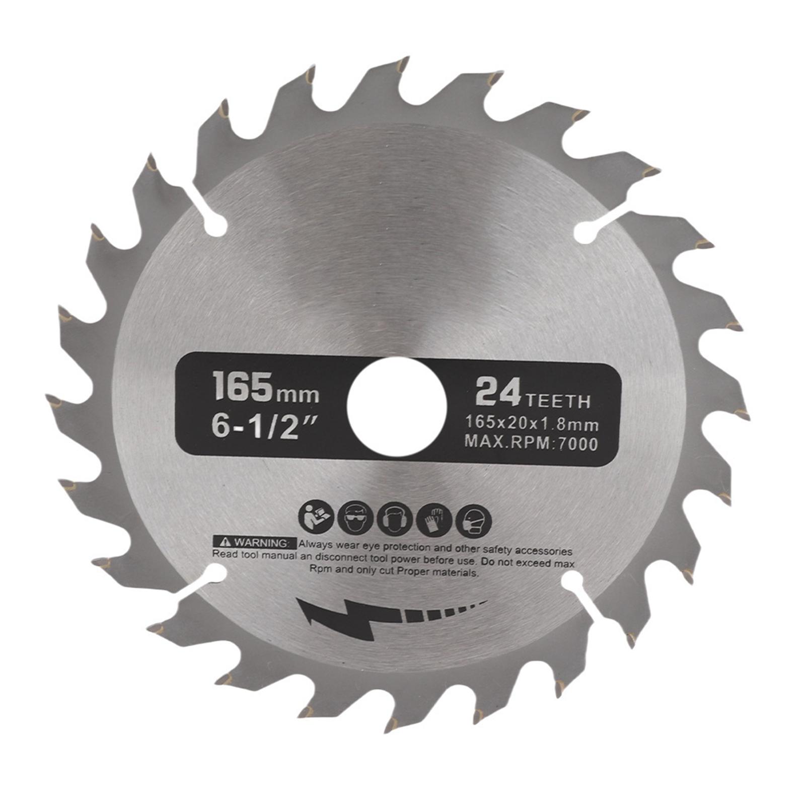 

24 Teeth 165mm Circular Saw Blade, Cemented Carbide Cutting Blade with 20mm Bore Diameter, for Wood Cutting Machines, Electric Hand Saws