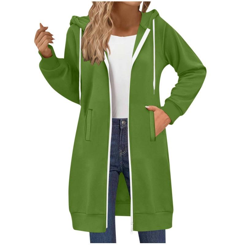Women's Long Sweatshirt Casual Versatile Drawstring Long Sleeve Hooded Jacket Pockets