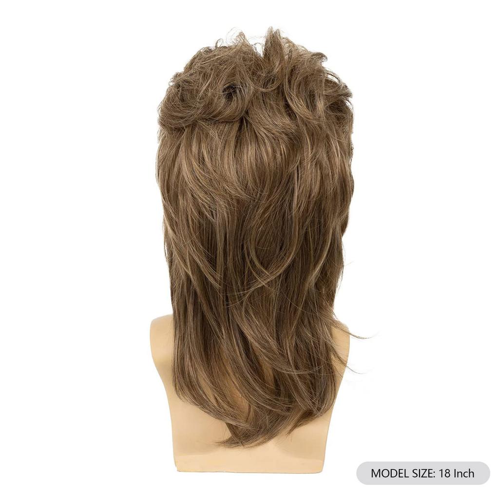 Peruki Mullet dla Mężczyzn Syntetyczne Lata 70. 80. Kostiumy Męskie Czarne Dodatek na Fancy Party Cosplay Peruka do Włosów