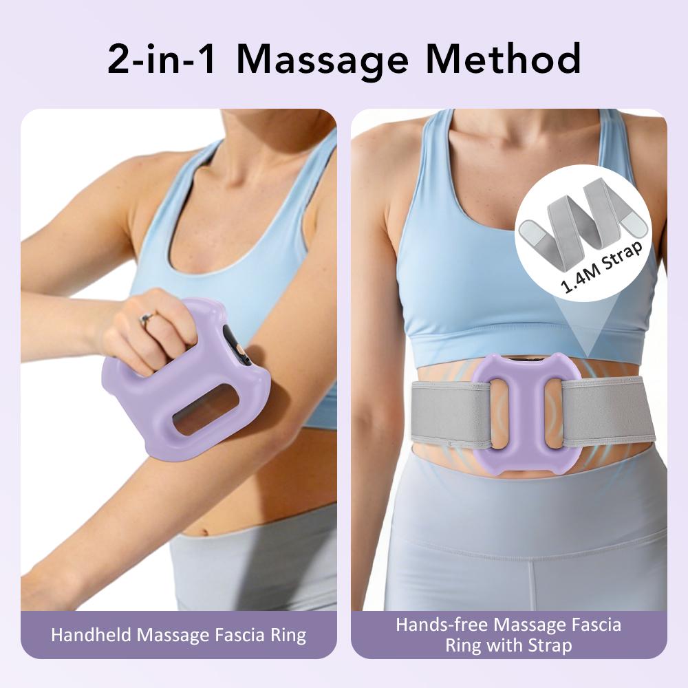 Portable Vibration Dual-Ring Fascia Massager with Belt, Fat Loss, Body Slimming, Fat-Burning, Muscle Relief and Relaxation