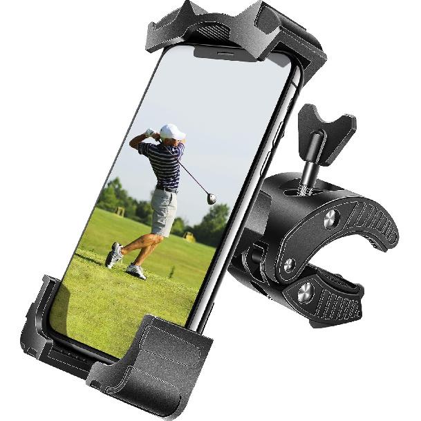 

Universal Phone Holder Golf Cart, Phone Mount for Bike, Bicycle, Push Cart, Boat, Car, Stroller, Motorcycle, Fits Most Mobile Smartphones, Adjustable
