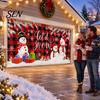 Outdoor Winter Party Supplies Christmas Garage Door Cover, Holiday Hanging Banner Backdrop, Decoration Santa Claus Snowman Truck Photography