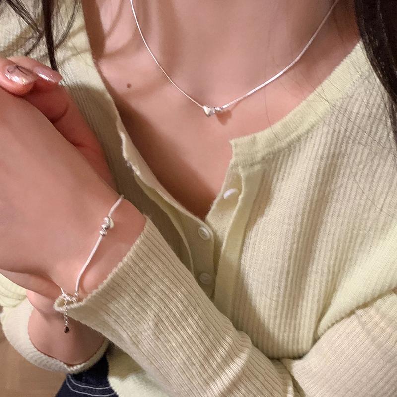 New 925 Sterling Silver Heart Necklace Personality Charm Love Pendant Choker Birthday Gift for Friends Exquisite Jewelry