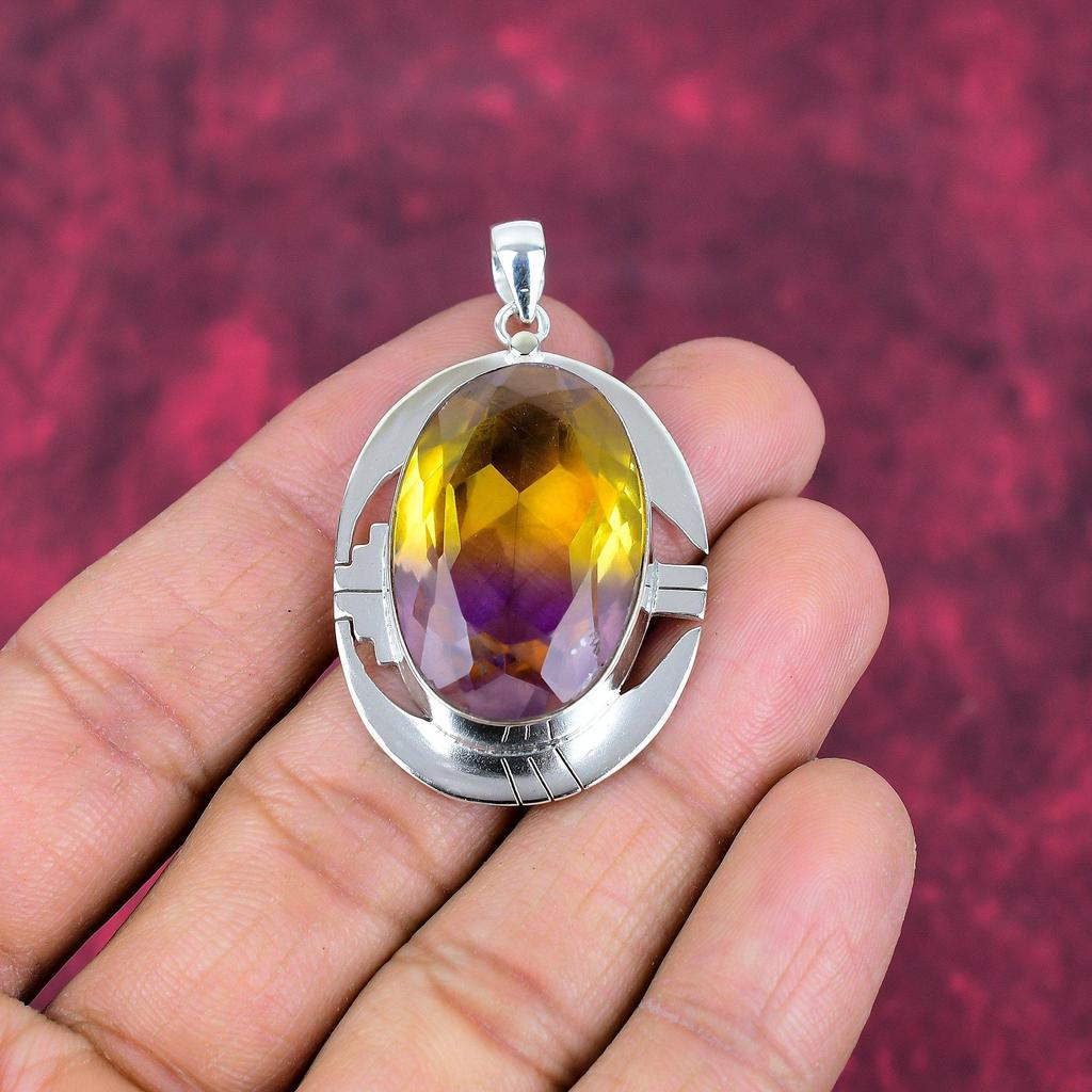 Ametrine Pendant, 925 Solid Sterling Silver Gemstone Jewelry, Handmade Pendant, For Thanksgiving