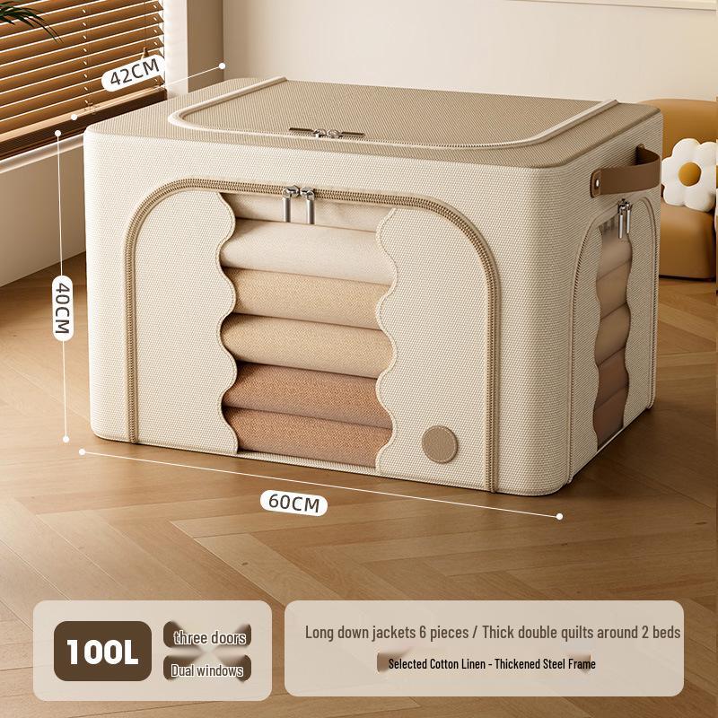 Large Foldable Storage Box for Clothes and Quilts - Visible and Durable Organizer Bin