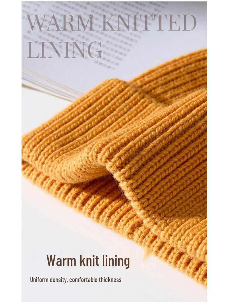 2025 Autumn/Winter Unisex Thick Knit Wool Hat - European & American Inspired Korean Style