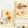 Cherry Pattern Plastic Food Serving Tray Stackable Fruit Dessert Tray Tea Tray Multi-functional Storage Tray For Home Kitchen