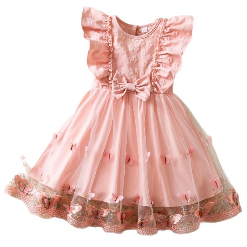 Girl Summer Princess Dress With Butterfly Mesh Fabric For Toddler Birthday Party
