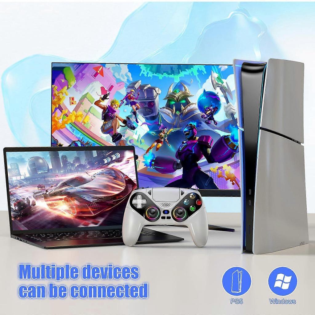 Bezprzewodowy Kontroler z Oświetleniem RGB dla Konsoli PS5/Playstation 5 Pro/Slim/PC z Kontrolerami do Gier i Ha