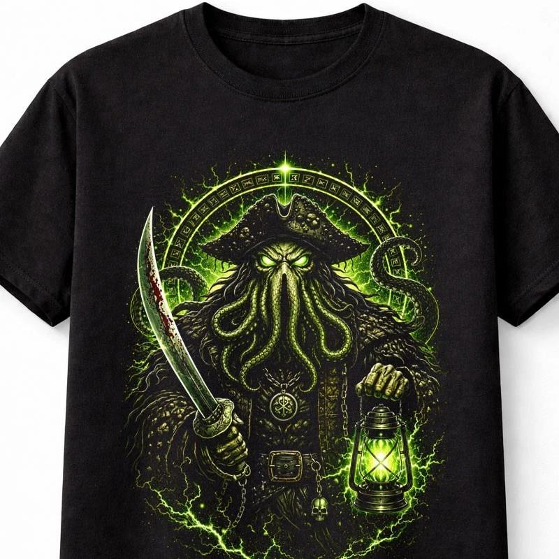 Cthulhu Pirate Kraken Horror Lovecraft Fantasy Graphic Unisex TShirt S